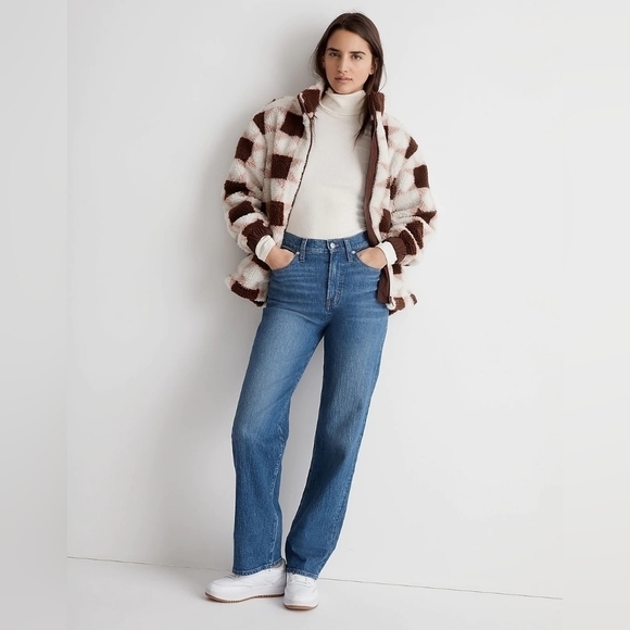 Madewell Jackets & Blazers - Madewell Sherpa quilted bomber women's jacket in patchwork stars XS white brown